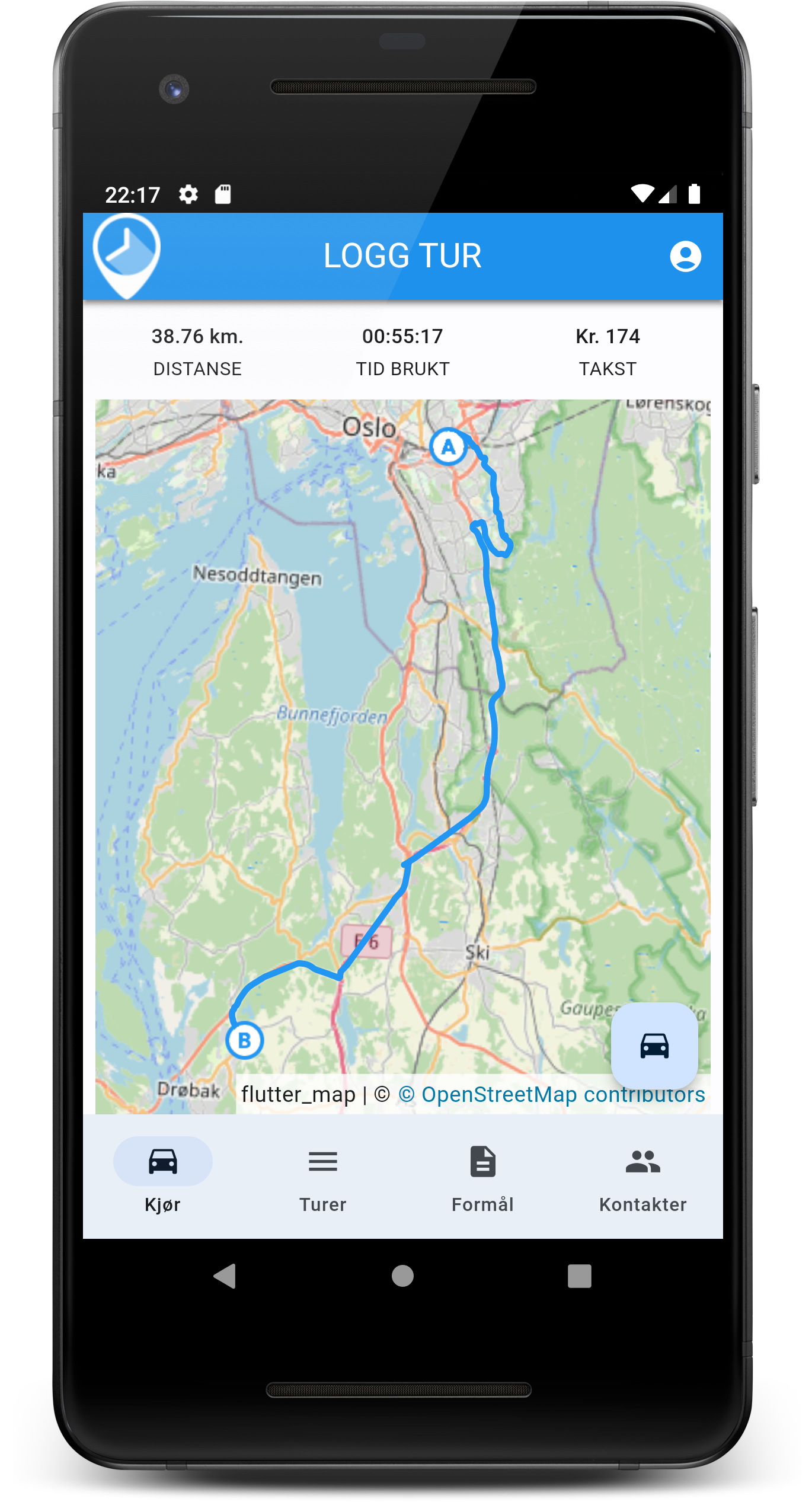App for elektronisk kjørebok